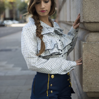 "ms. dotty" satin blouse
