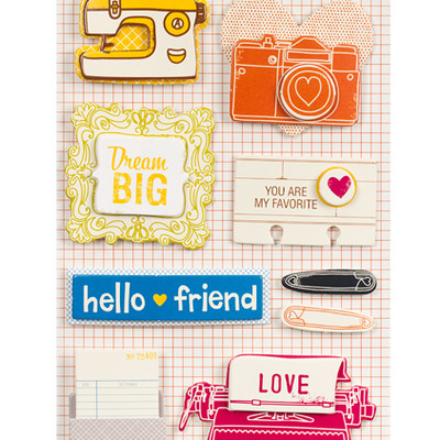 Amy tangerine hi friend dimensional stickers 4x7"