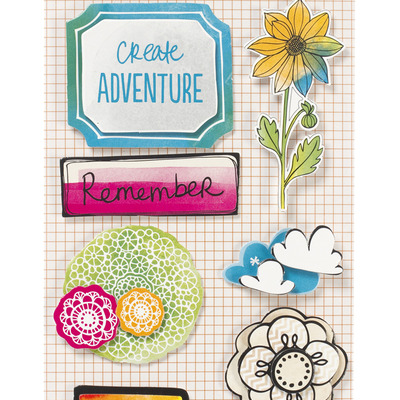 Amy tangerine sketchbook doodle dimensional stickers 4x7"