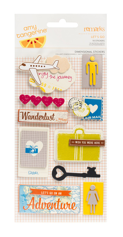 Amy Tangerine Let's Go Dimensional Stickers 4x7"