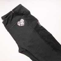 World Fingerprint Heart Black leggings w/mesh sides - Thumbnail 2