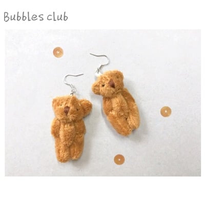 Teddy bear dangle earrings