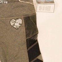 World Fingerprint Heart Grey leggings w/mesh sides - Thumbnail 4