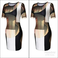 Glamorous Color Block Printed Bodycon Dress - Thumbnail 1