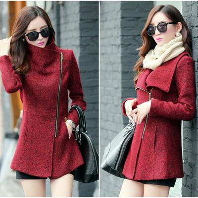 Wine red woolen coat
