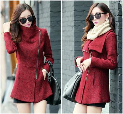 Wine Red Woolen Coat