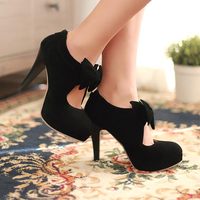 Cute Black Bow High Heels Fashion Shoes - Thumbnail 1