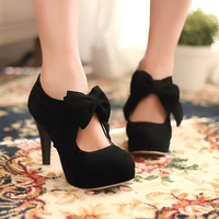 Cute Black Bow High Heels Fashion Shoes - Thumbnail 2