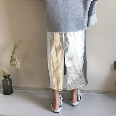Silver metallic medium skirt