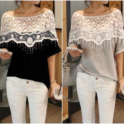 Cute off shoulder grey lace top