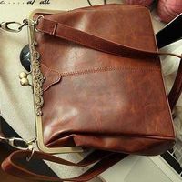 Chic PU Leather Vintage Design Handbag - Thumbnail 3