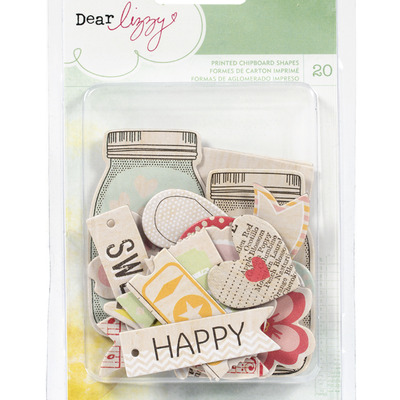 Dear lizzy printed chipboard shapes 20pcs