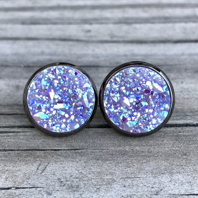 12mm lilac studs with gunmetal setting 