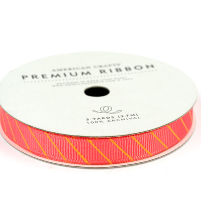 American crafts pink with orange stripes ribbon 3 yrds