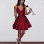 Cute A-line burgundy short prom dresses, burgundy homecoming dress-1