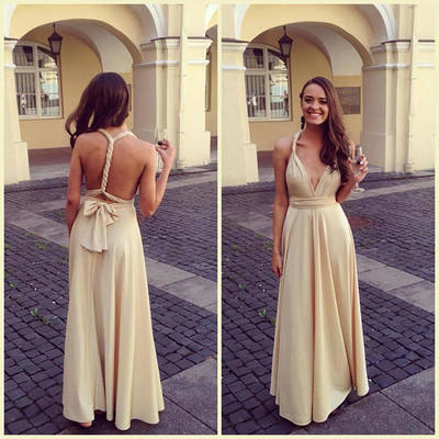 Simple a-line chiffon long prom dress, formal dresses
