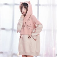 Harajuku fashion cute cat hoodies - Thumbnail 1