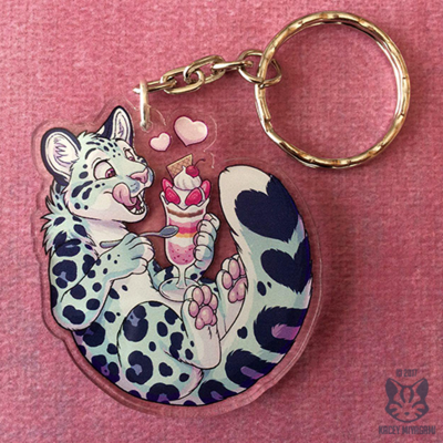Snow leopard parfait keychain