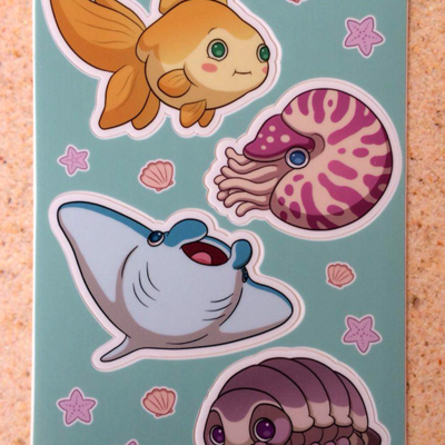 Sea creatures sticker sheet a
