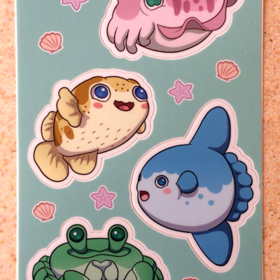 Sea creatures sticker sheet b