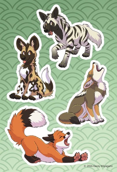 Canids and Hyena Sticker Sheet