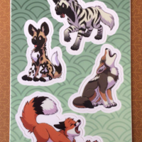 Canids and Hyena Sticker Sheet - Thumbnail 1