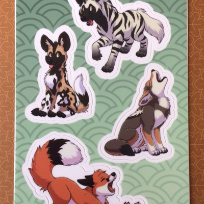 Canids and hyena sticker sheet