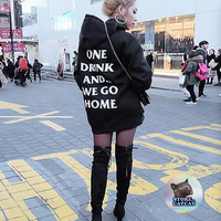 ONE DRINK AND WE GO HOME HOODIE IN WHITE TEXT - Thumbnail 3