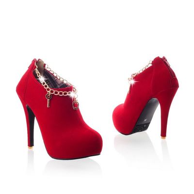 Sexy charmed red high heels ankle boots