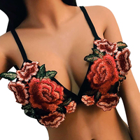 Sexy Lace Black Floral Embroidery Bra Bralette - Thumbnail 1