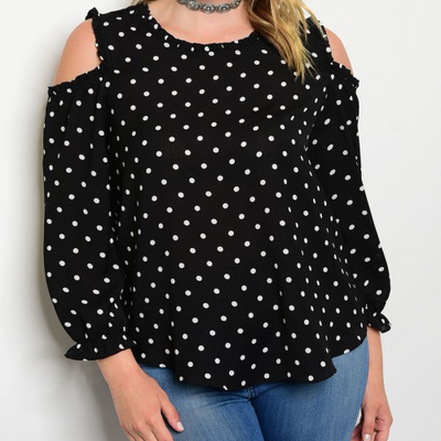 Plus size cold shoulder blouse