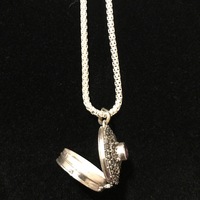 Sterling Silver Poison Locket with Gemstone  - Thumbnail 1