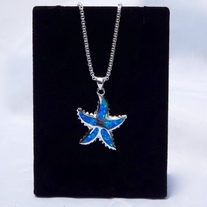 Blue Fire Opal and Sterling Silver Starfish Jewelry set