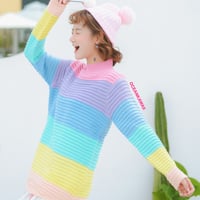 PASTEL RAINBOW KNIT HIGH NECK JUMPER - Thumbnail 3