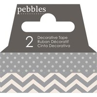 Pebbles Ash Dot & Chevron Washi Tape 2pk - Thumbnail 1