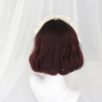 Air Bang Burgundy Gradient Short Curly Wig Halloween Party Costume - Thumbnail 2