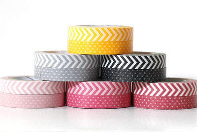 Pebbles Black Dot & Chevron Washi Tape 2pk
