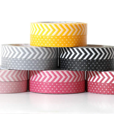Pebbles peony dot & chevron washi tape 2pk