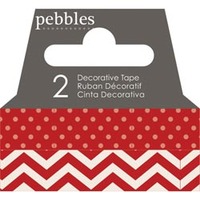 Pebbles Rouge Dot & Chevron Washi Tape 2pk - Thumbnail 1