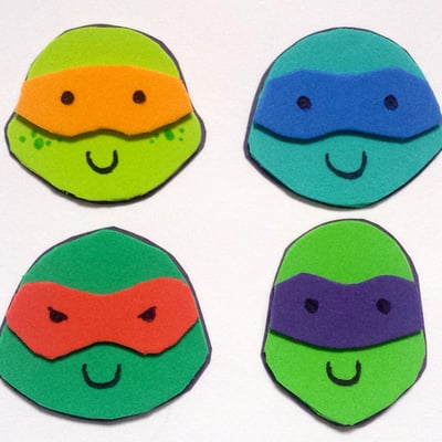 Ninja turtle foam magnet or sticker set