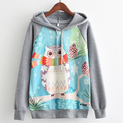 Cute kawaii autumn winter harajuku printed hooded sweatshirt - Thumbnail 4