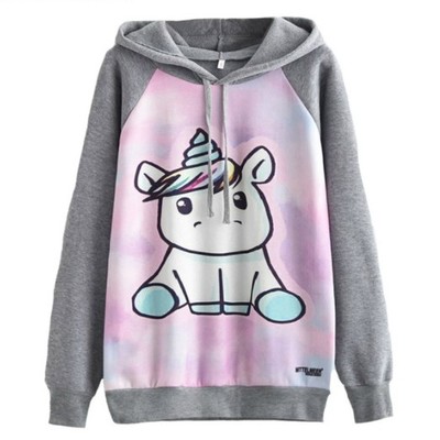 Kawaii unicorn and doughnut print cute autumn and winter sweatshirt hoodies
