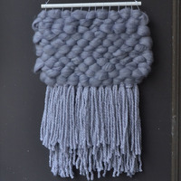 Wall Weaving Chunky, Chunky Grey Wall Weaving, Boho Home Art, Interior Wall Art, Wall Hanging, Bohemian Home Art - Thumbnail 1