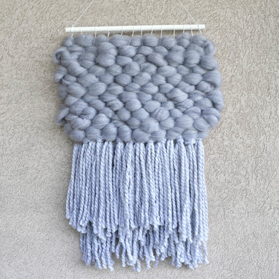 Wall weaving chunky, chunky grey wall weaving, boho home art, interior wall art, wall hanging, bohemian home art