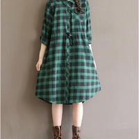 Plaid Autumn Dress - Thumbnail 1