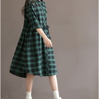 Plaid Autumn Dress - Thumbnail 2