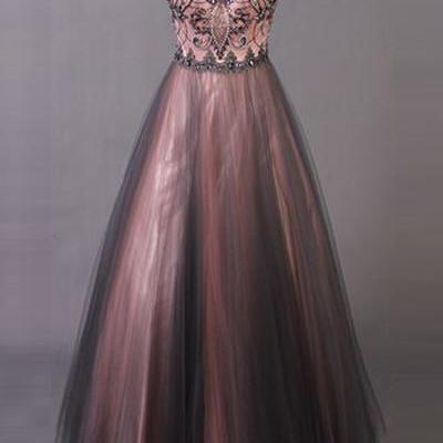 Z180 backless a-line beading tulle sleeveless charming prom dress - Thumbnail 2