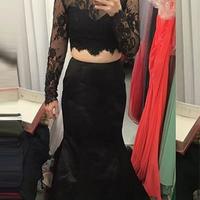 Z181 Two Pieces Lace Long Sleeve Charming Prom Dress,Prom Dresses - Thumbnail 1