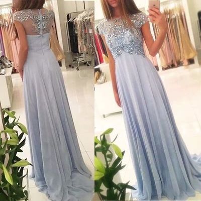 Sparkly beaded chiffon long prom dresses  - Thumbnail 5