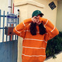 Casual Orange Striped Knit Sweater-2